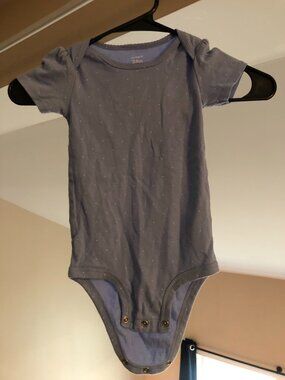 Carter's 24-Month Onesie; Light blue w/small white dots; Short sleeve